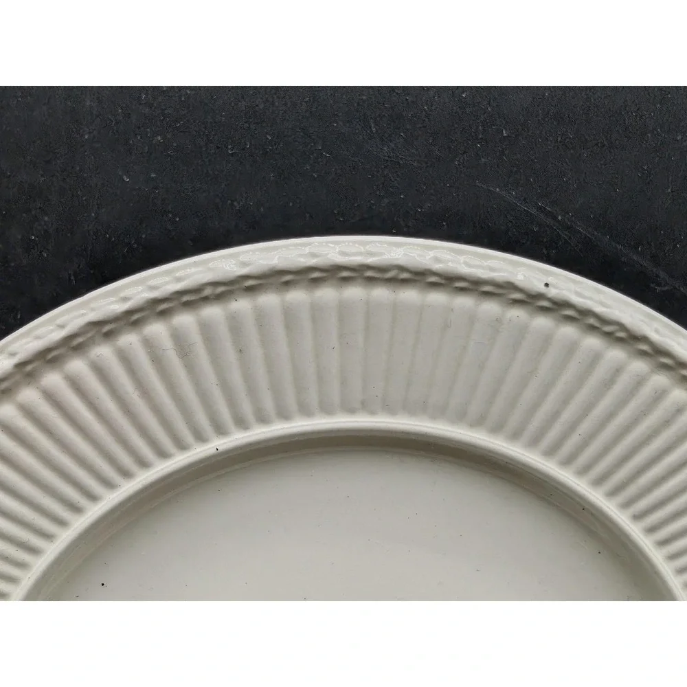 Antique Wedgwood Edme Creamware Salad Plates Set of 5 Ribbed Laurel Rim England‎